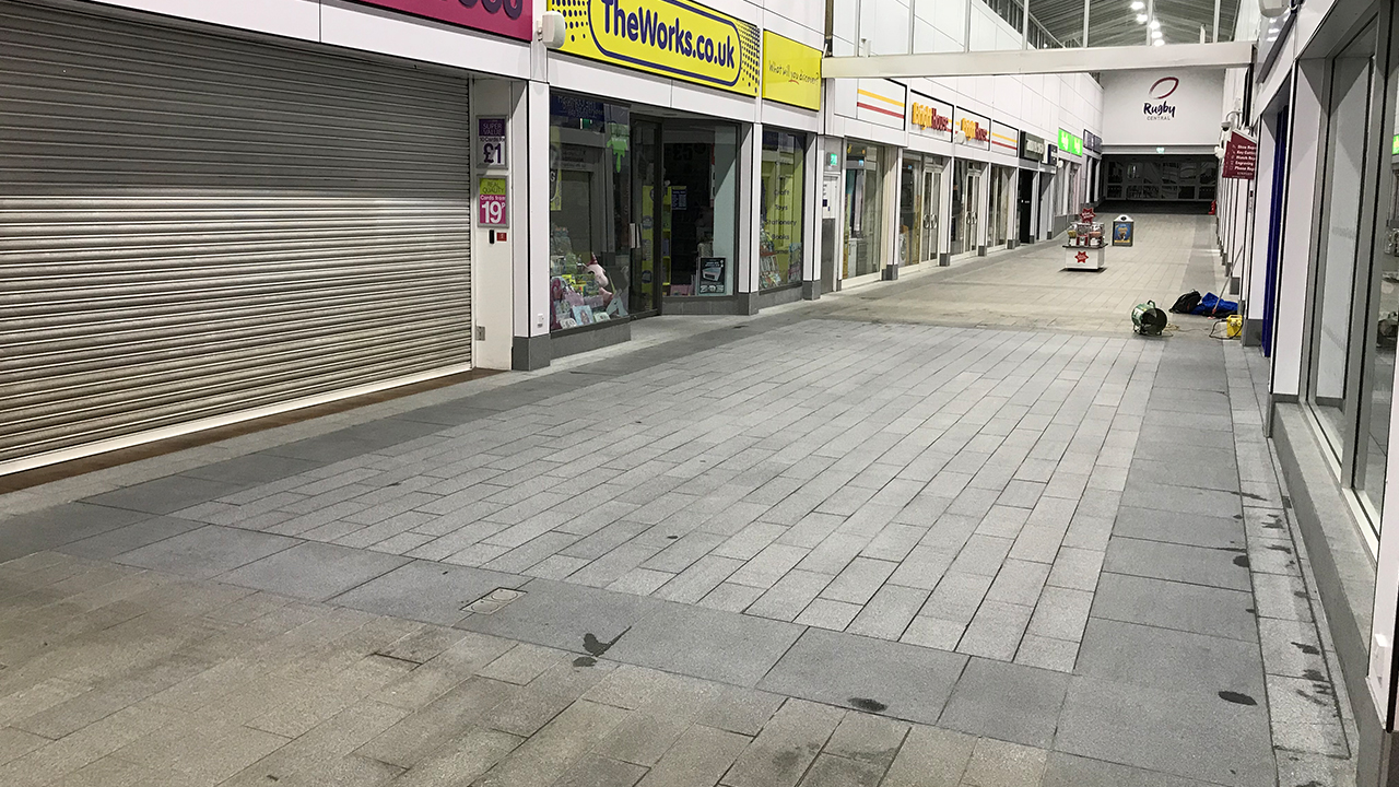 Stone Floor Restoration at Rugby Central Shopping Centre Stone Floor Restoration, Renue UK